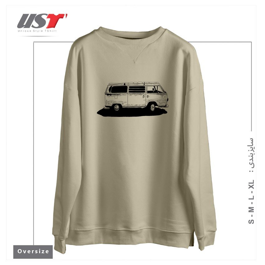 طرح VW BUS سوییشرت اورسایزرنگ نخودی