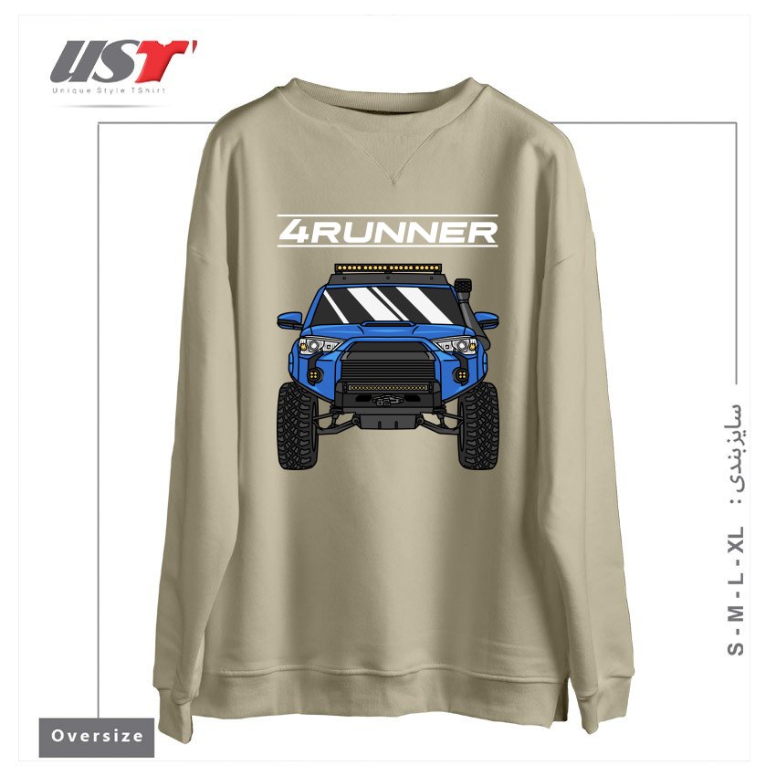 طرح 4 RUNNER OFF-ROAD PICKUP TRUCK سوییشرت اورسایزرنگ نخودی