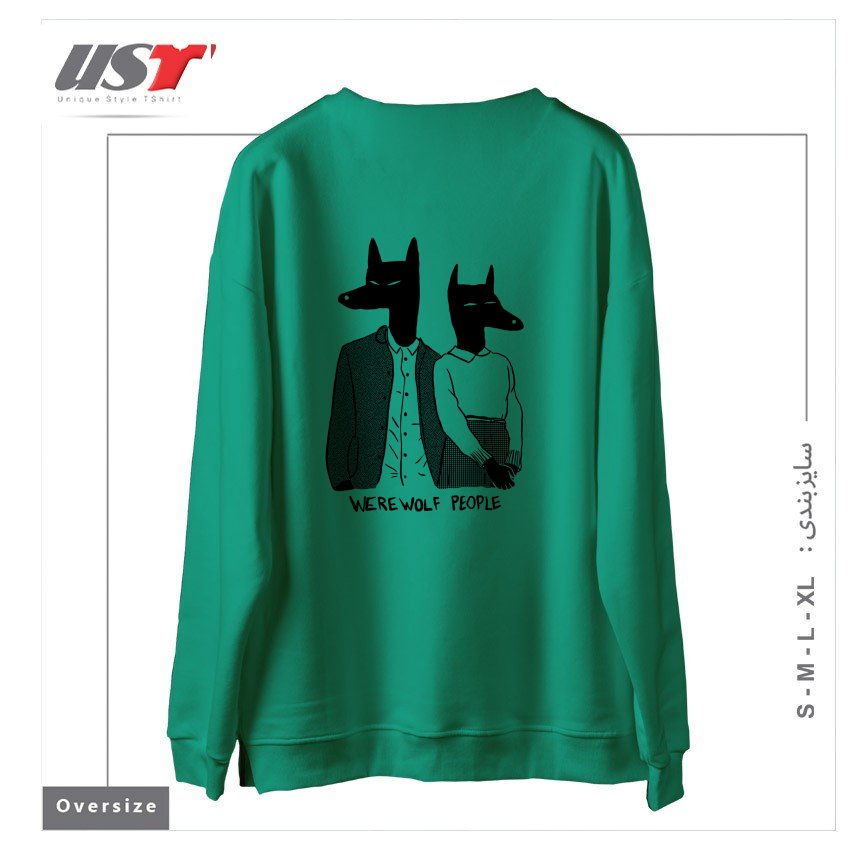 طرح WEREWOLF PEOPLE سوییشرت اورسایزرنگ سبز سدری