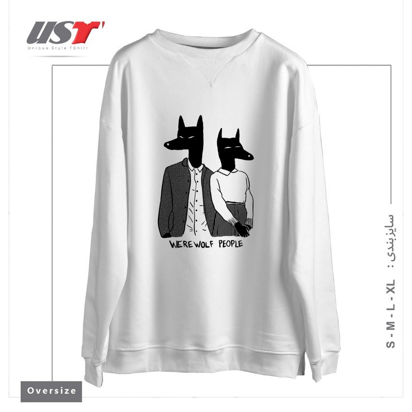 طرح WEREWOLF PEOPLE سوییشرت اورسایزرنگ سفید