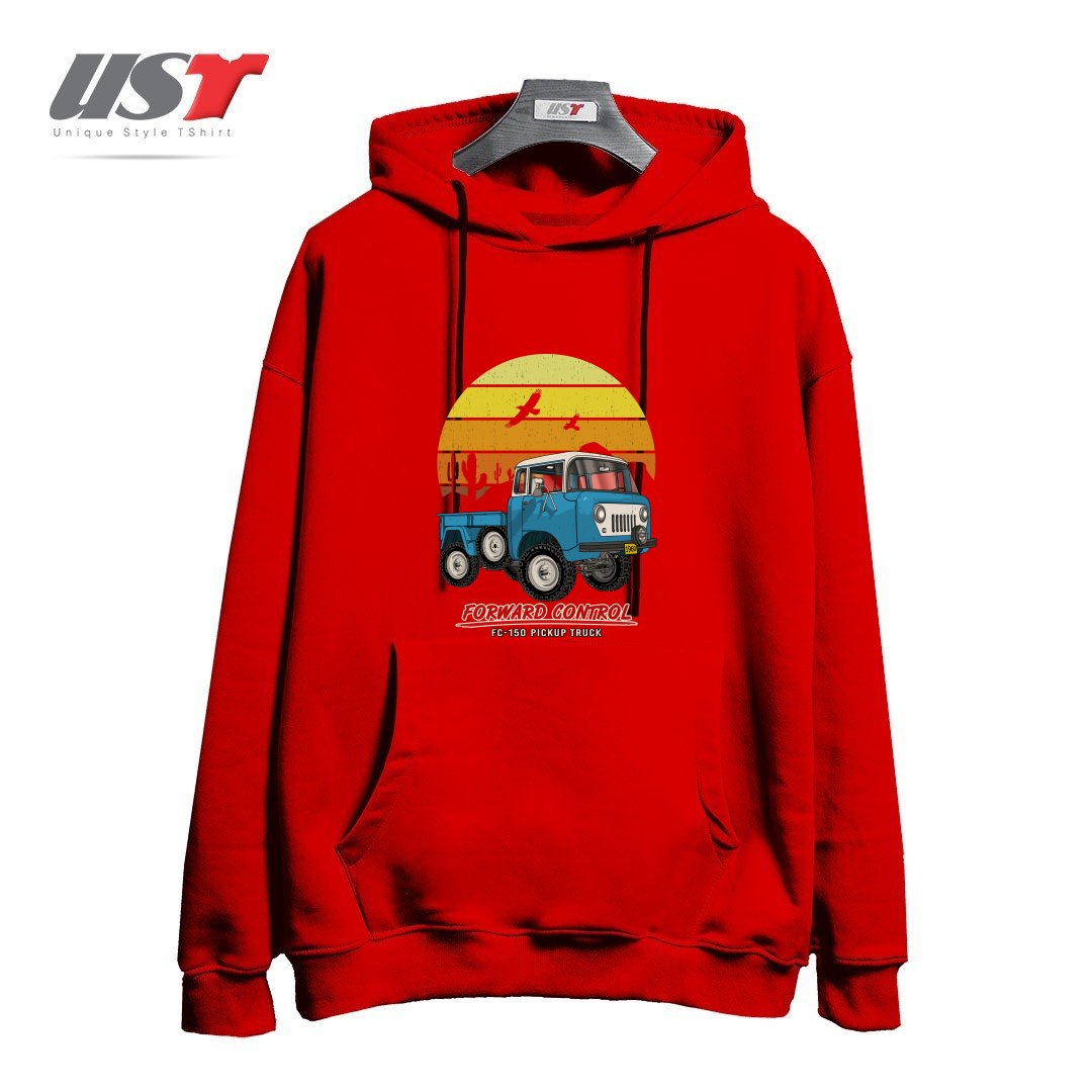 طرح FORWARD CONTROL PICUP TRUCK FC-150 هودی اورسایزرنگ قرمز