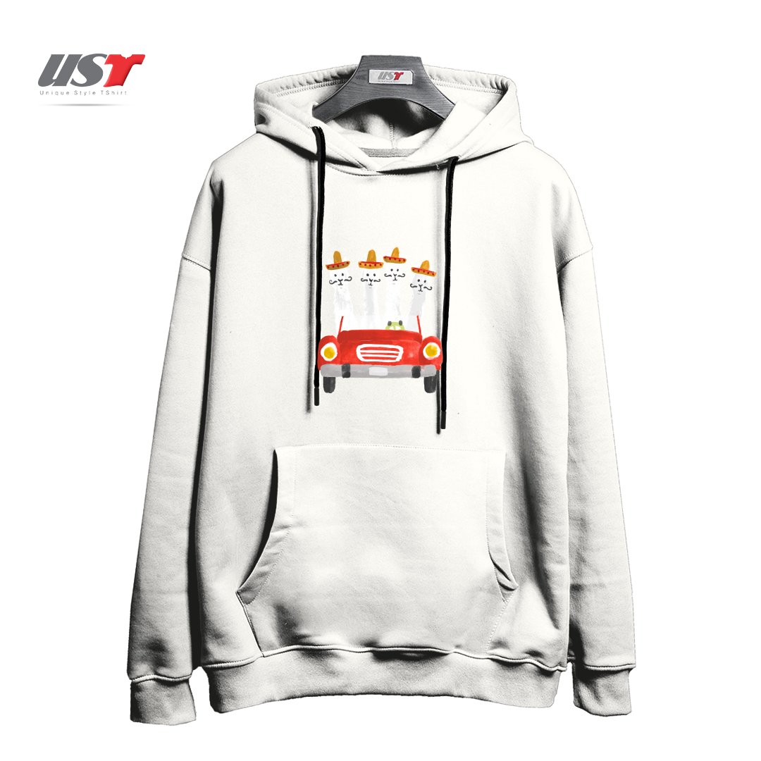 طرح LLAMAS ON A ROADTRIP هودی اورسایزرنگ سفید