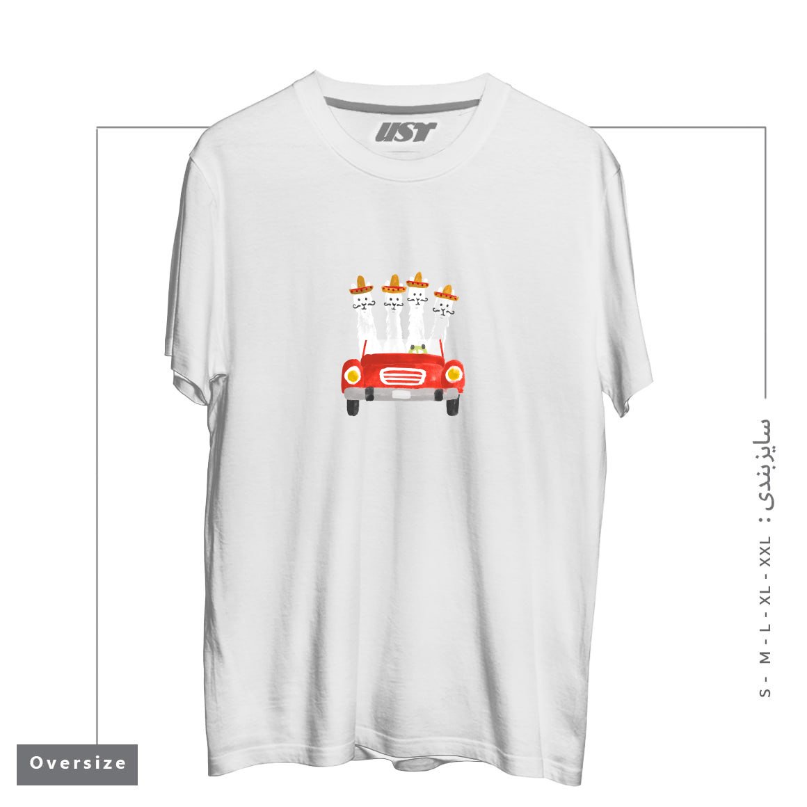 تیشرت اورسایز طرح LLAMAS ON A ROADTRIP