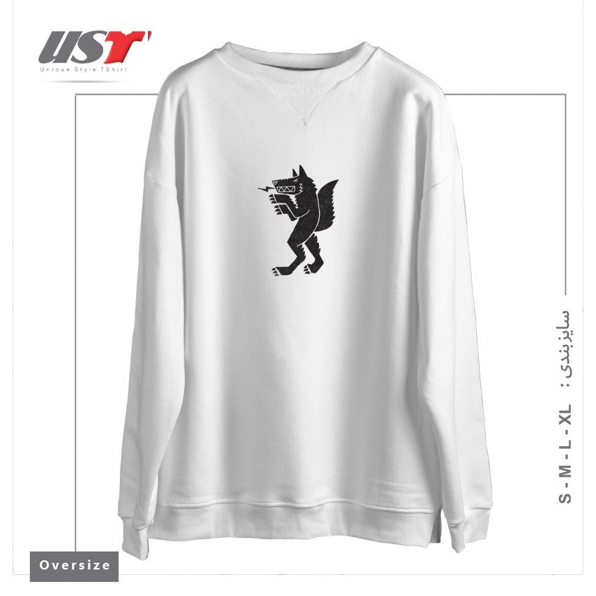 طرح WEREWOLF سوییشرت اورسایزرنگ سفید