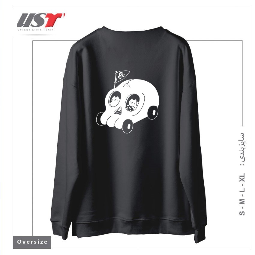 طرح SKULLMOBILE5151 سوییشرت اورسایزرنگ دودی