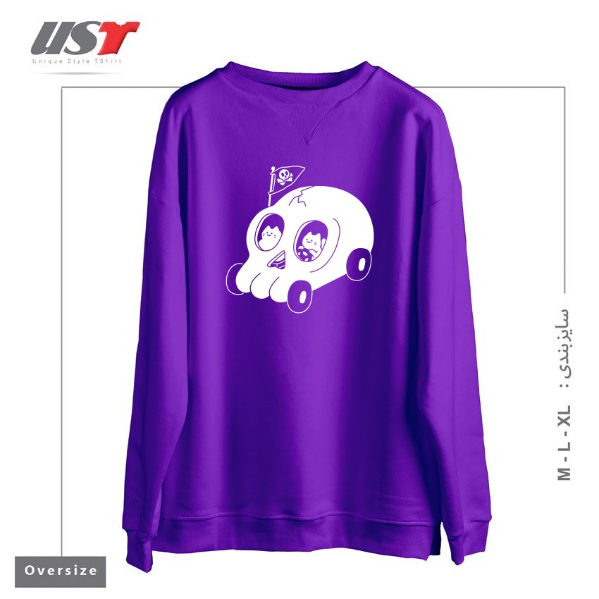 طرح SKULLMOBILE5151 سوییشرت اورسایزرنگ بنفش