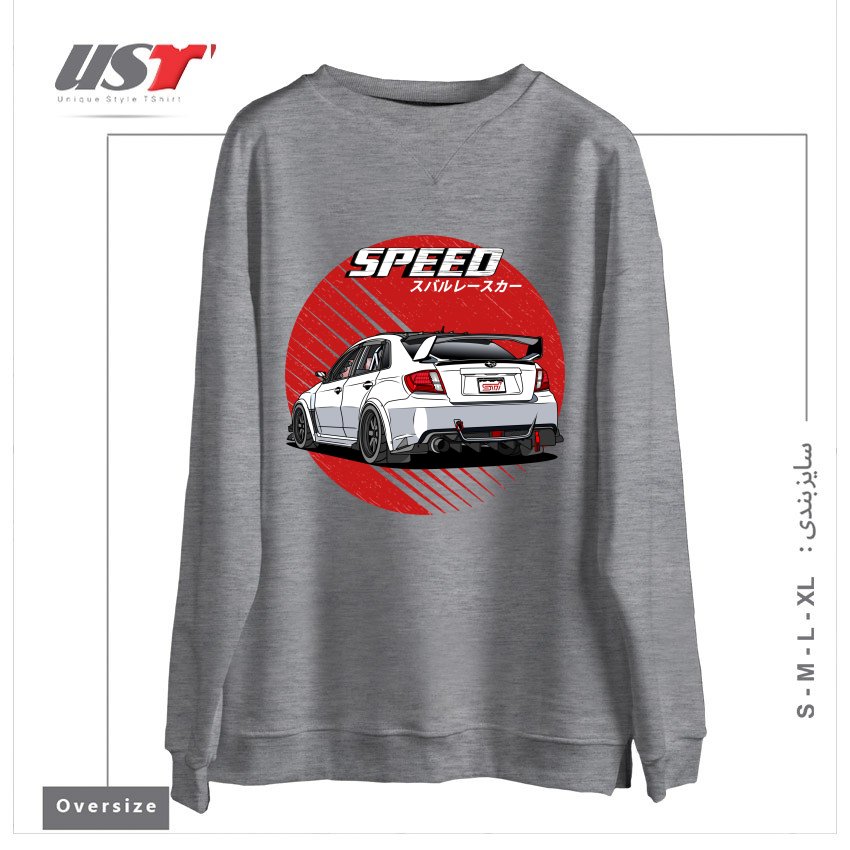 طرح SUBARU IMPREZA WRX STI 2009 سوییشرت اورسایزرنگ طوسی ملانژ