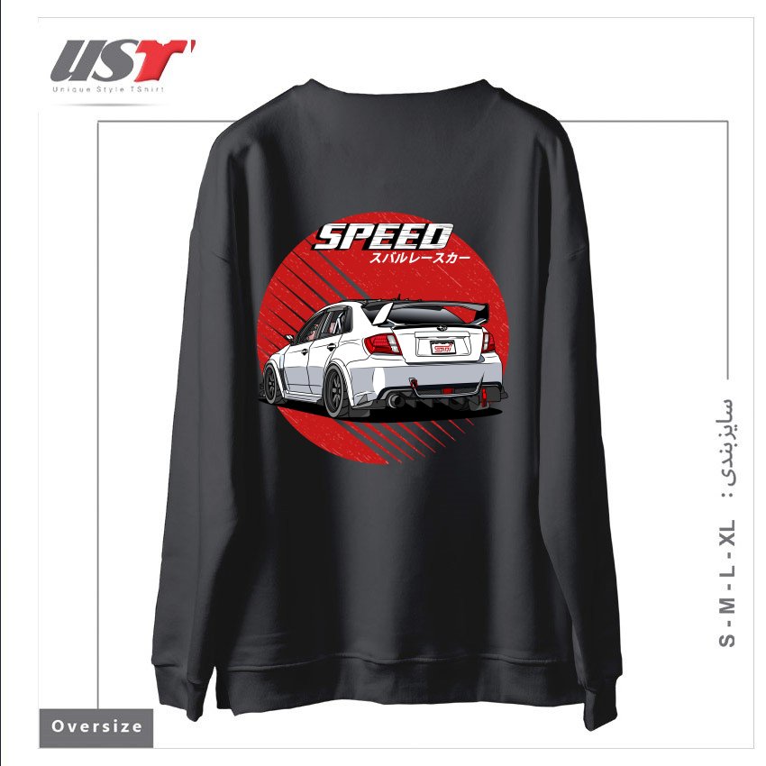 طرح SUBARU IMPREZA WRX STI 2009 سوییشرت اورسایزرنگ دودی