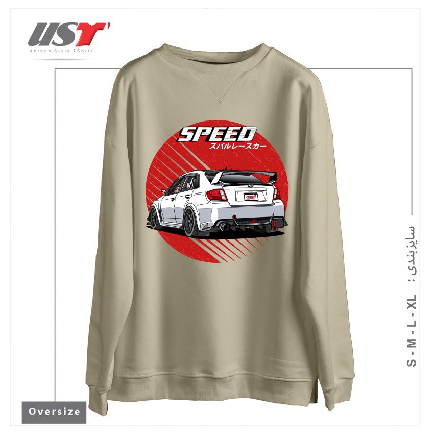 طرح SUBARU IMPREZA WRX STI 2009 سوییشرت اورسایزرنگ نخودی