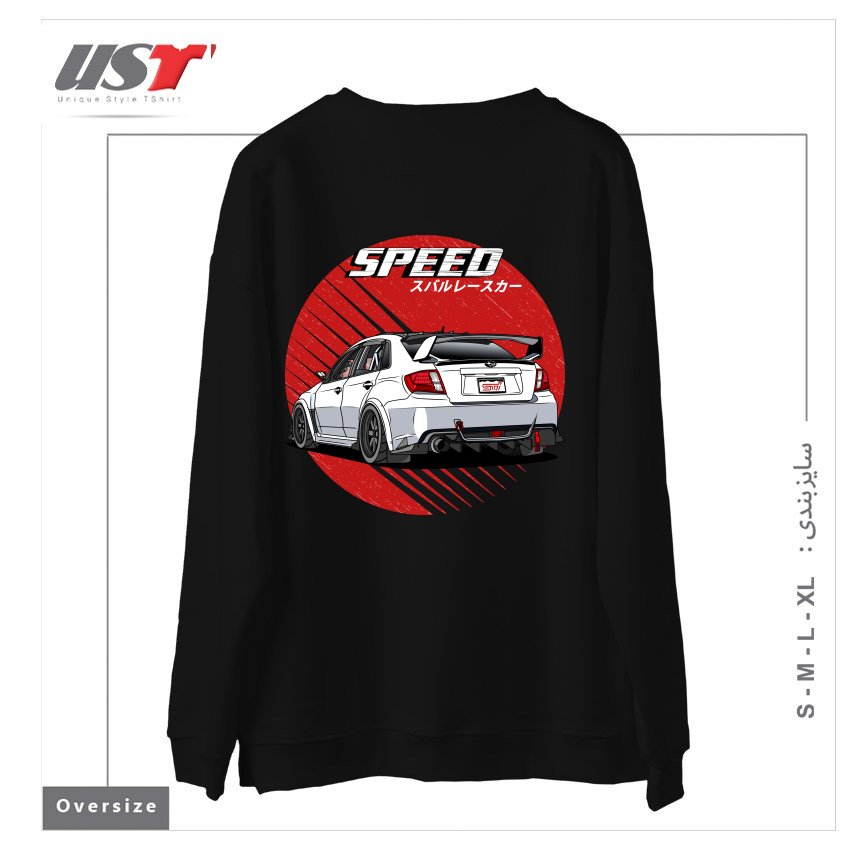 طرح SUBARU IMPREZA WRX STI 2009 سوییشرت اورسایزرنگ مشکی