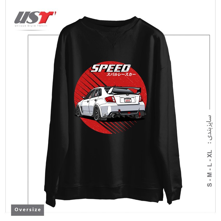 طرح SUBARU IMPREZA WRX STI 2009 سوییشرت اورسایزرنگ مشکی