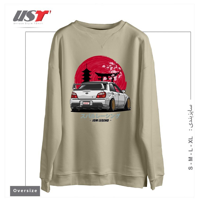 طرح SUBARU IMPREZA WRX STI سوییشرت اورسایزرنگ نخودی