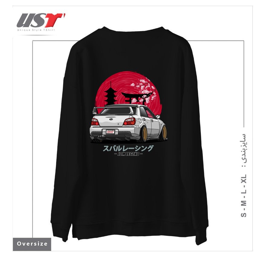 طرح SUBARU IMPREZA WRX STI سوییشرت اورسایزرنگ مشکی