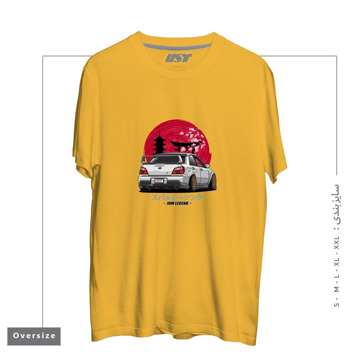 طرح SUBARU IMPREZA WRX STI تیشرت اورسایزرنگ خردلی