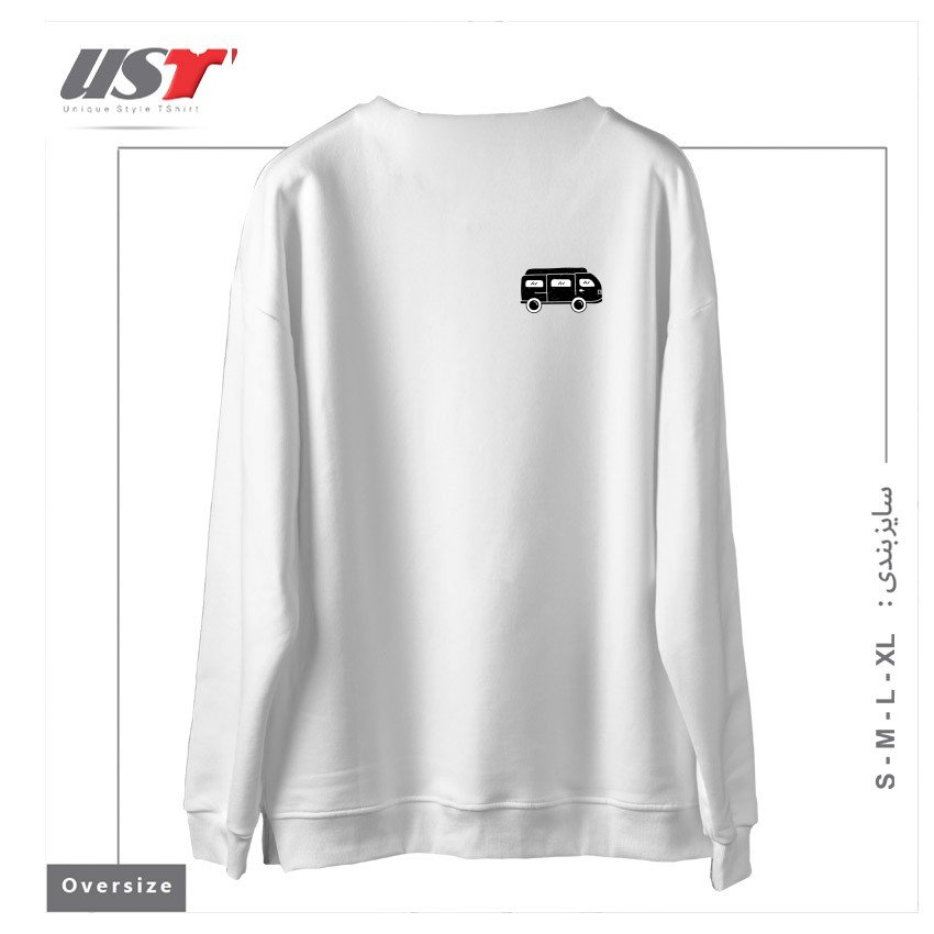 طرح VAN CAR211 سوییشرت اورسایزرنگ سفید