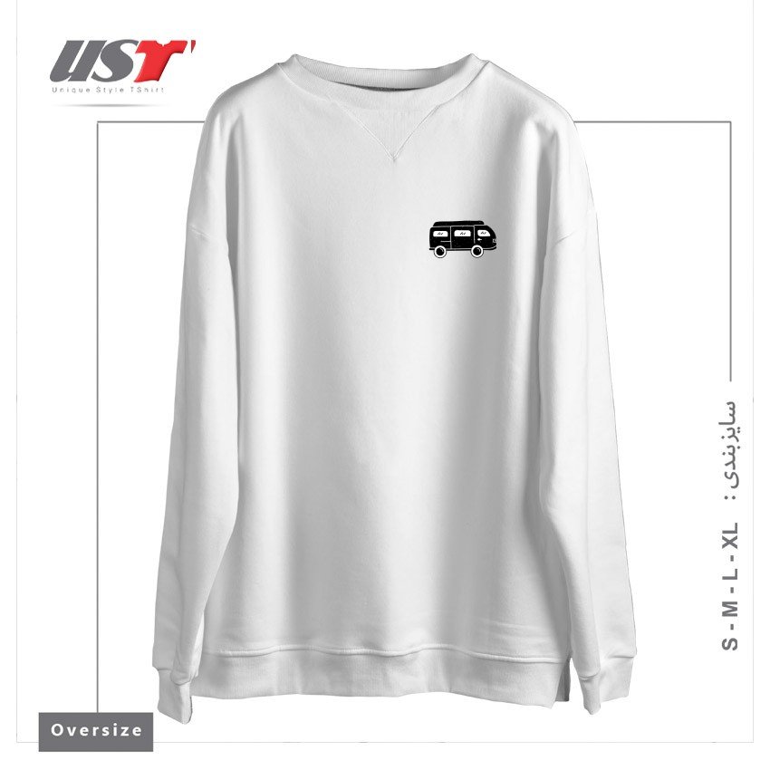 طرح VAN CAR211 سوییشرت اورسایزرنگ سفید