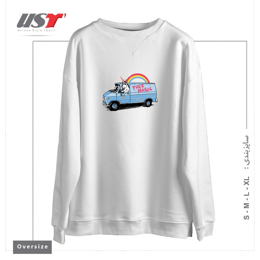 طرح UNICREEP2122 سوییشرت اورسایزرنگ سفید