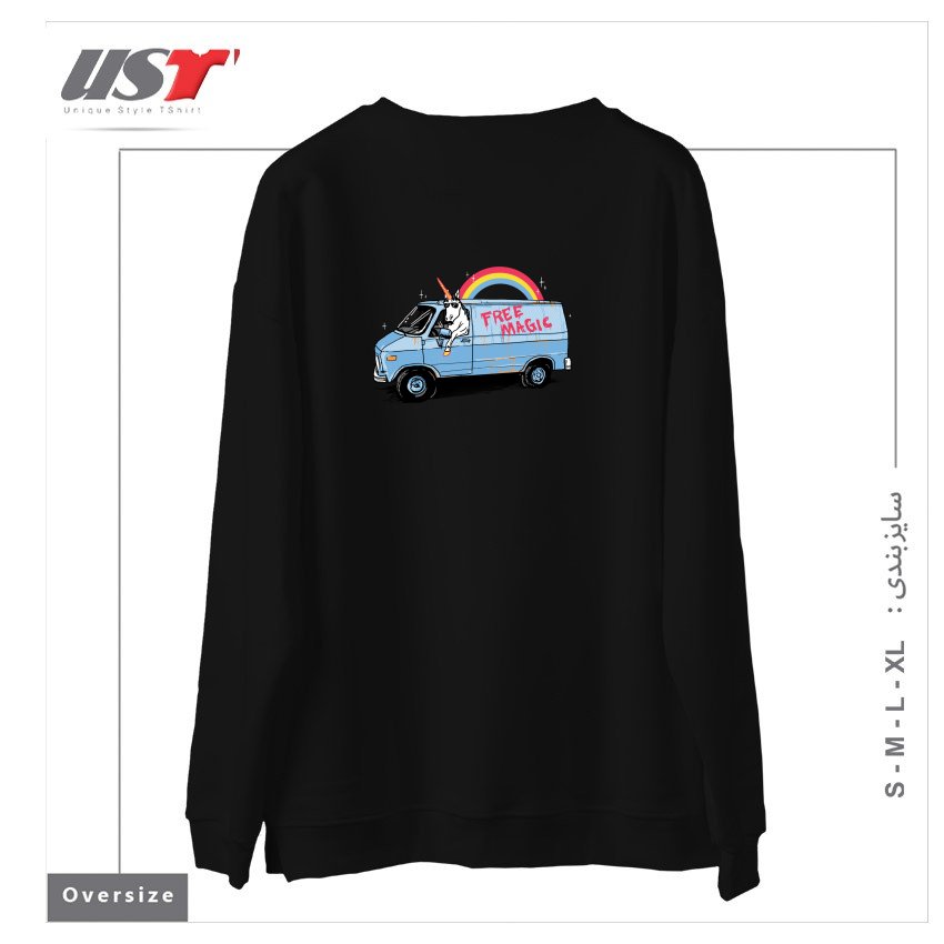 طرح UNICREEP2122 سوییشرت اورسایزرنگ مشکی