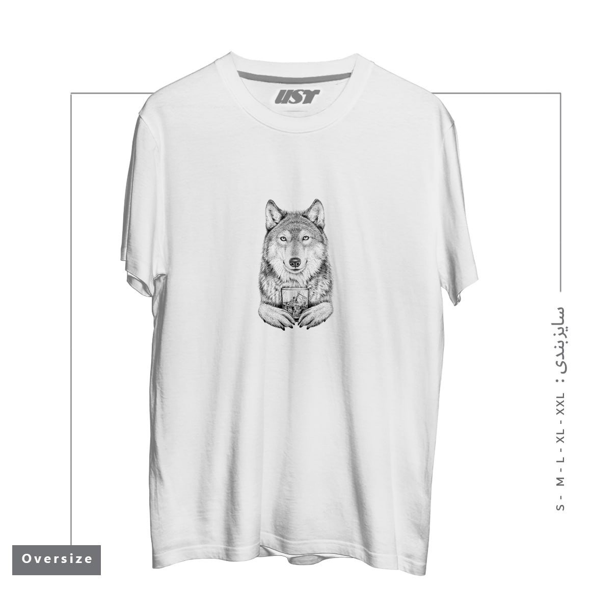 تیشرت اورسایز طرح WHISKEY WOLF