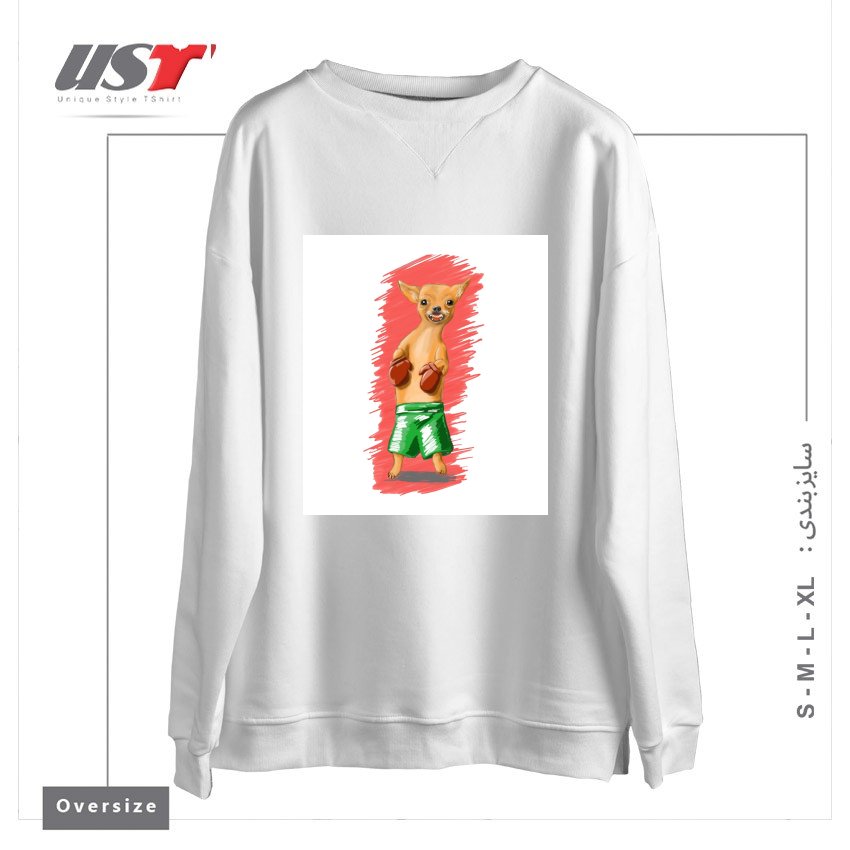 سوییشرت اورسایز طرح BOXING CHIHUAHA