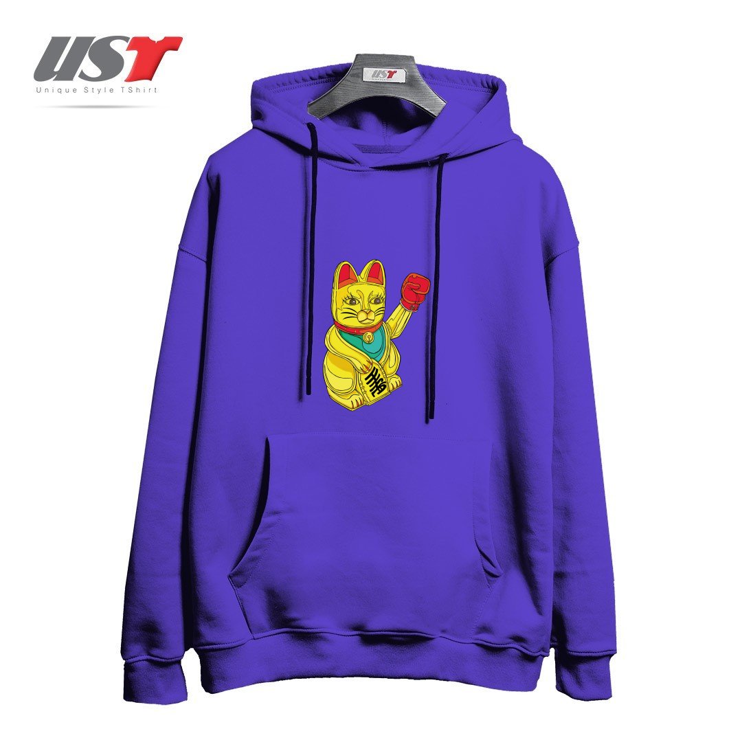 طرح BOXING CAT1 هودی اورسایزرنگ بنفش