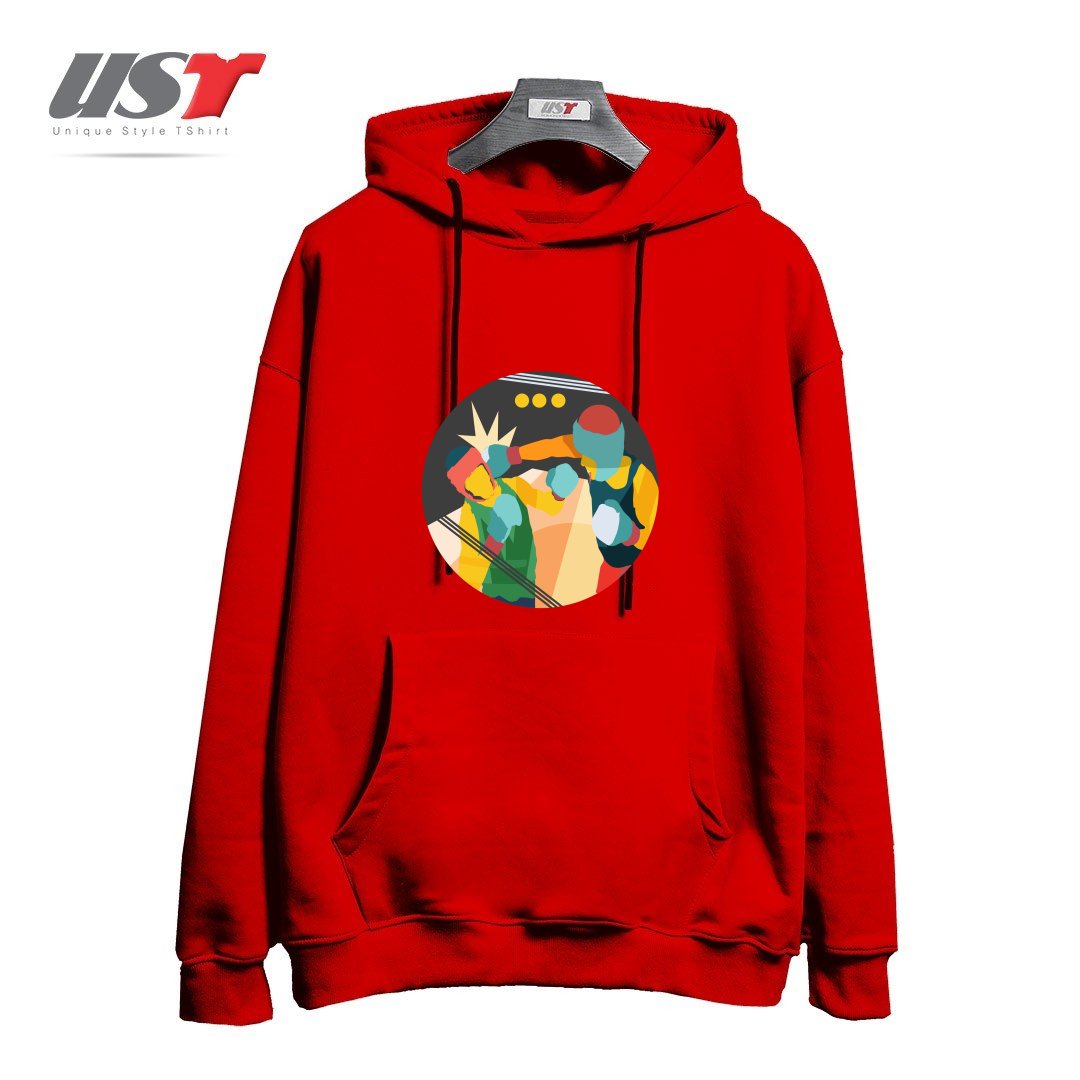 طرح BOXING هودی اورسایزرنگ قرمز