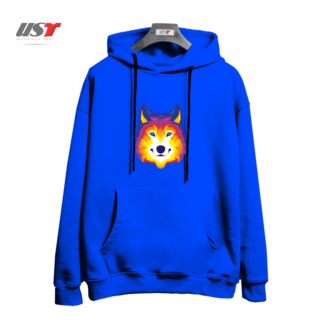 هودی اورسایز طرح WOLF IN COLOR