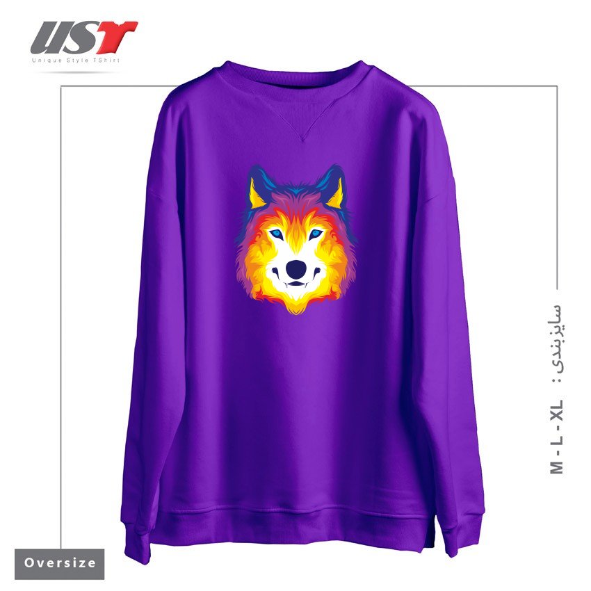 طرح WOLF IN COLOR سوییشرت اورسایزرنگ بنفش