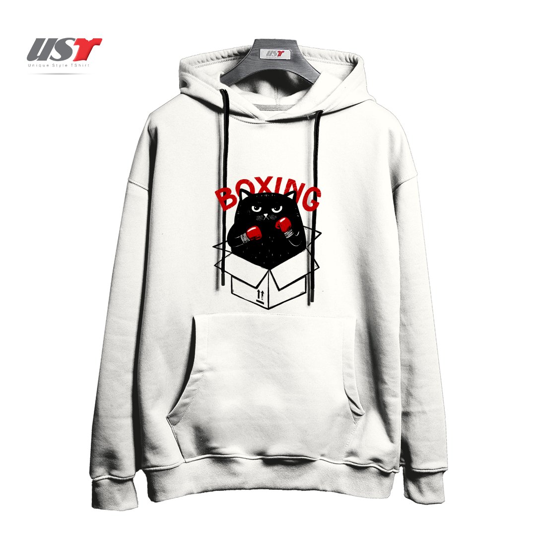 طرح BOXING1 هودی اورسایزرنگ سفید