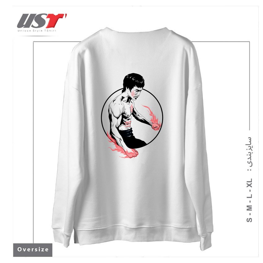 طرح FIST OF FURY سوییشرت اورسایزرنگ سفید