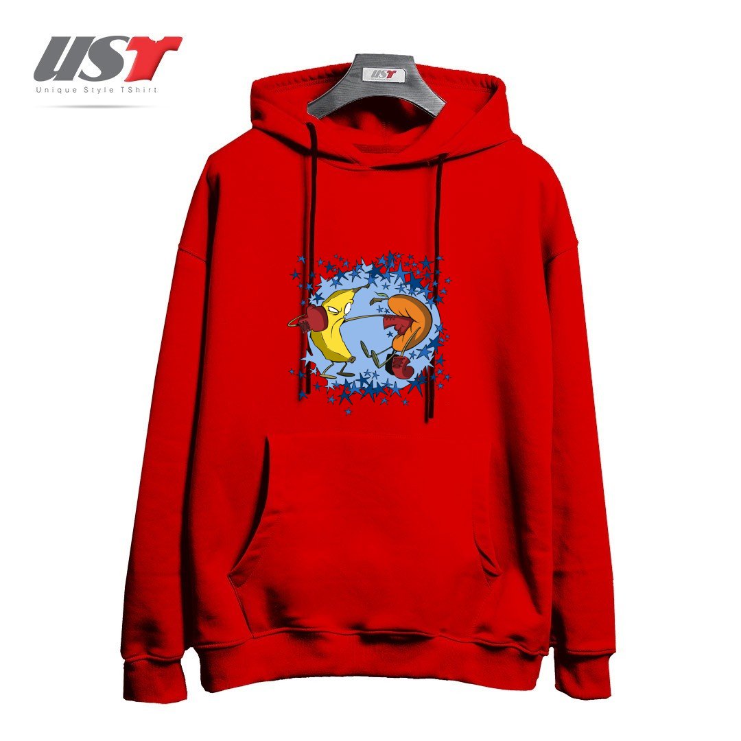 طرح FRUIT PUNCH هودی اورسایزرنگ قرمز