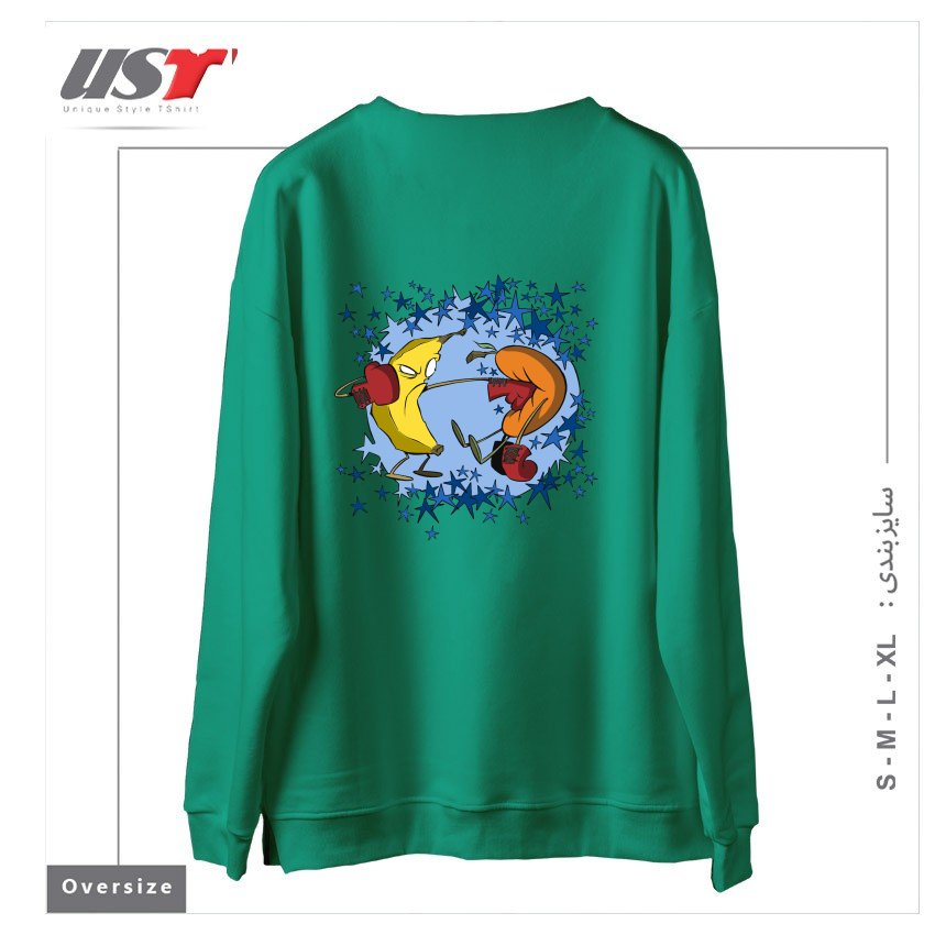 طرح FRUIT PUNCH سوییشرت اورسایزرنگ سبز سدری