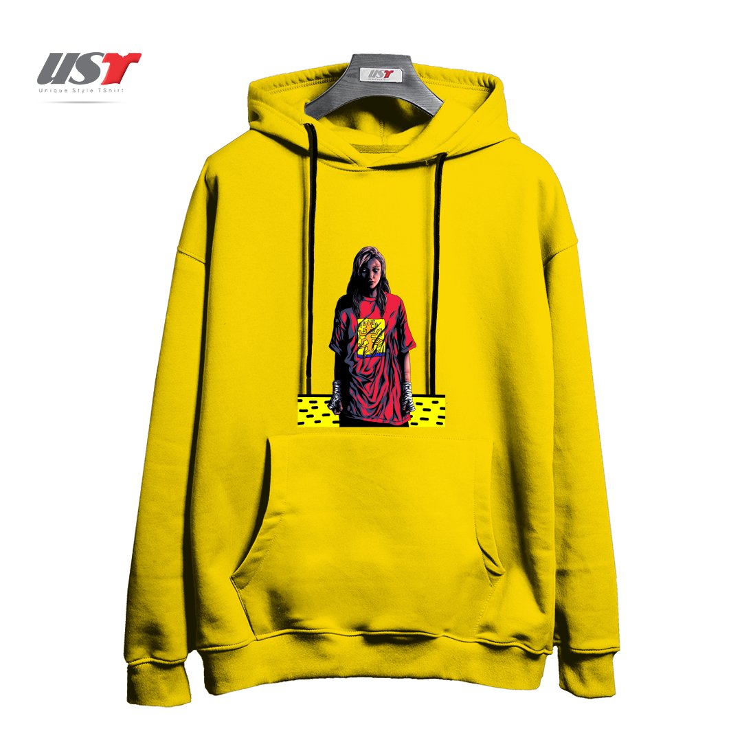 طرح KEITH TREE هودی اورسایزرنگ زرد