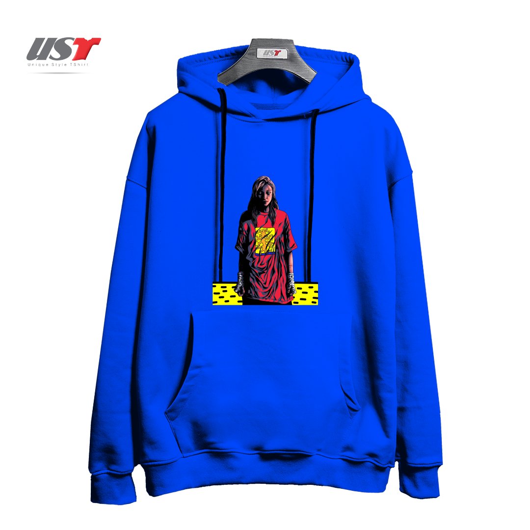 طرح KEITH TREE هودی اورسایزرنگ آبی شالی