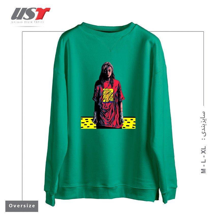 طرح KEITH TREE سوییشرت اورسایزرنگ سبز سدری