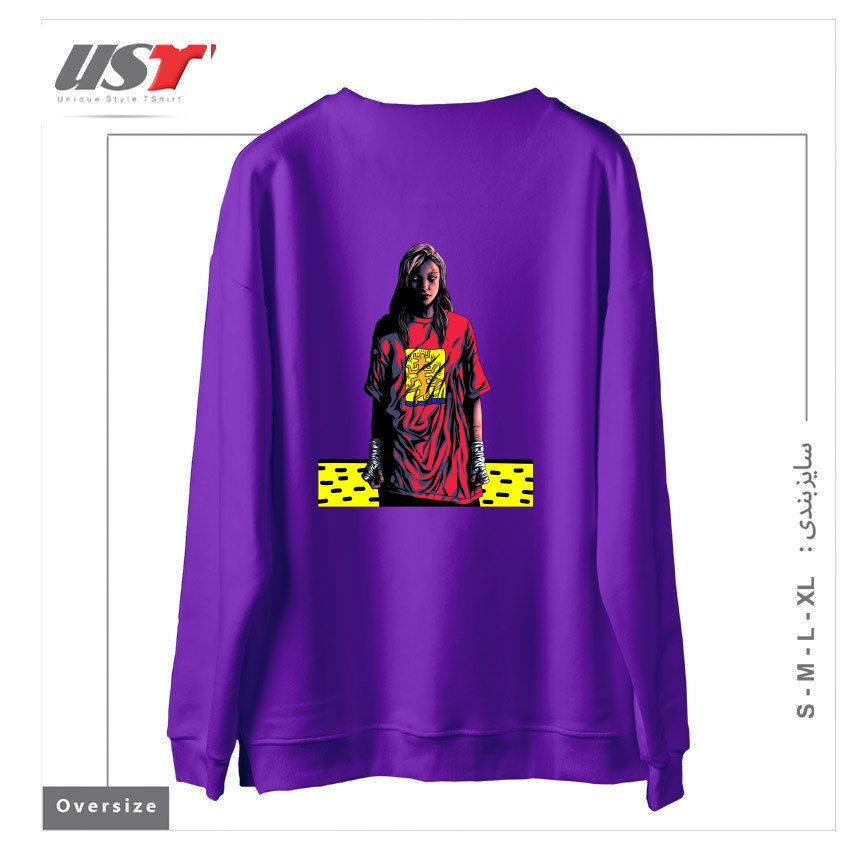 طرح KEITH TREE سوییشرت اورسایزرنگ بنفش