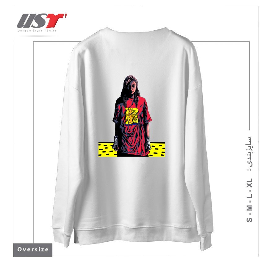 طرح KEITH TREE سوییشرت اورسایزرنگ سفید