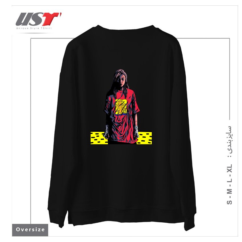 طرح KEITH TREE سوییشرت اورسایزرنگ مشکی