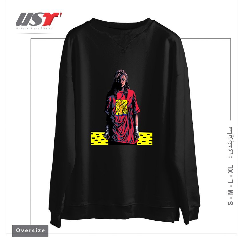 طرح KEITH TREE سوییشرت اورسایزرنگ مشکی