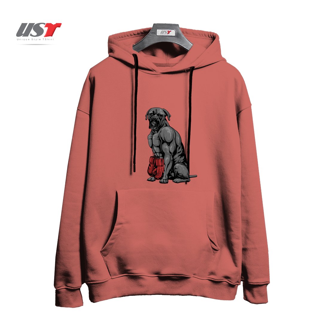 طرح LIFE OF A BOXER هودی اورسایزرنگ آجری