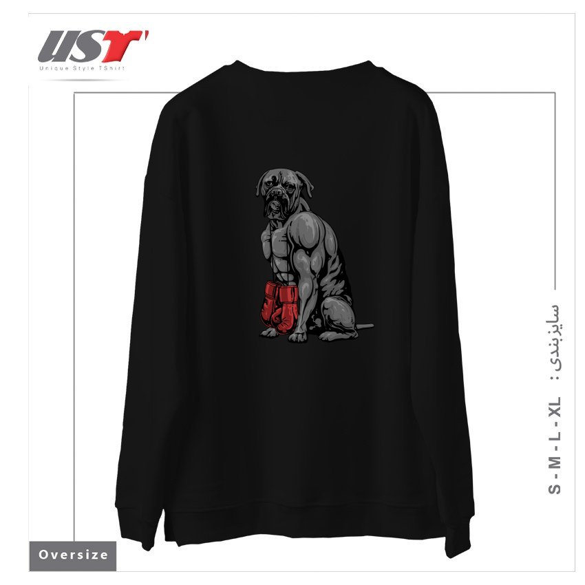 طرح LIFE OF A BOXER سوییشرت اورسایزرنگ مشکی