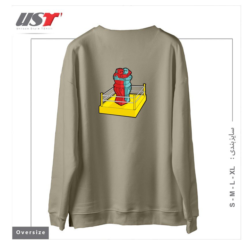 طرح MAKE LOVE NOT WAR سوییشرت اورسایزرنگ نخودی