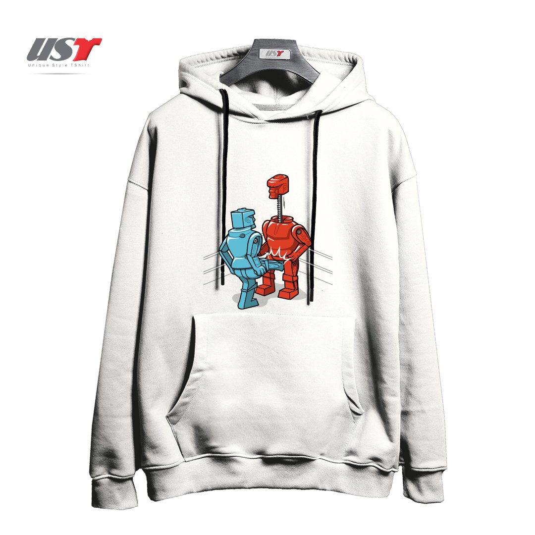 طرح MAKE LOVE NOT WAR1 هودی اورسایزرنگ سفید