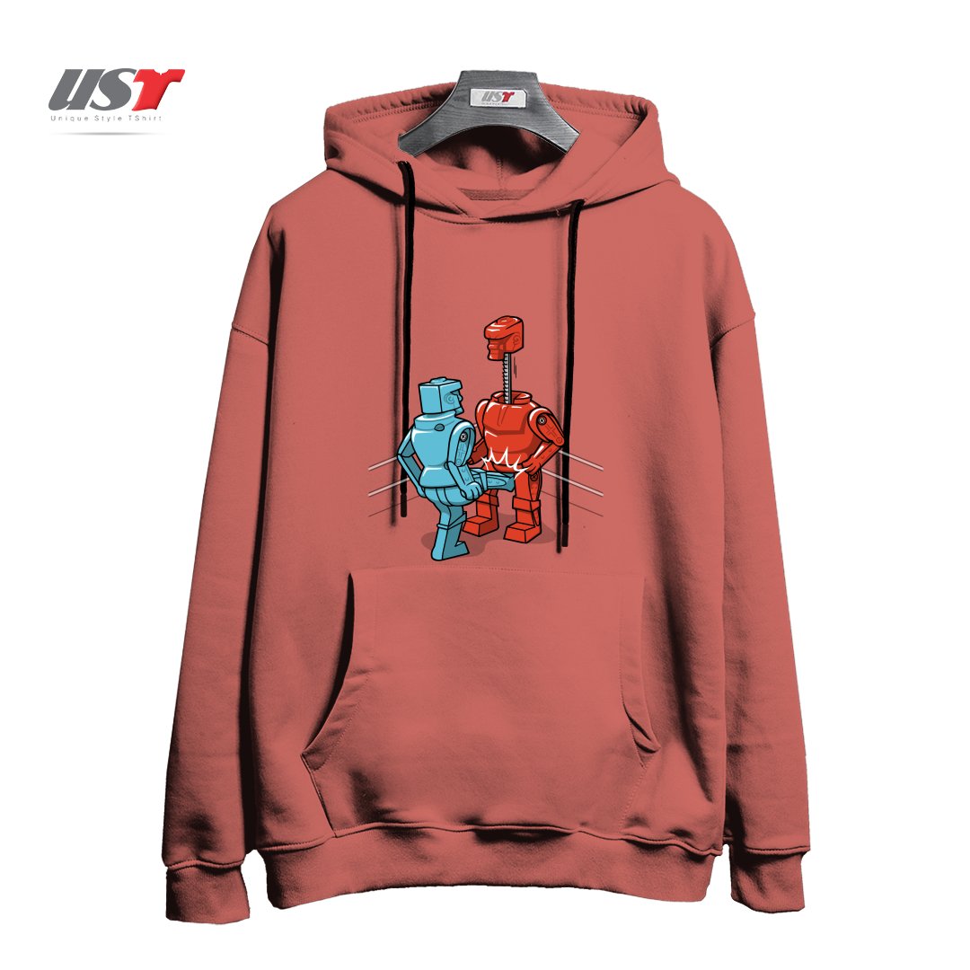 طرح MAKE LOVE NOT WAR1 هودی اورسایزرنگ آجری