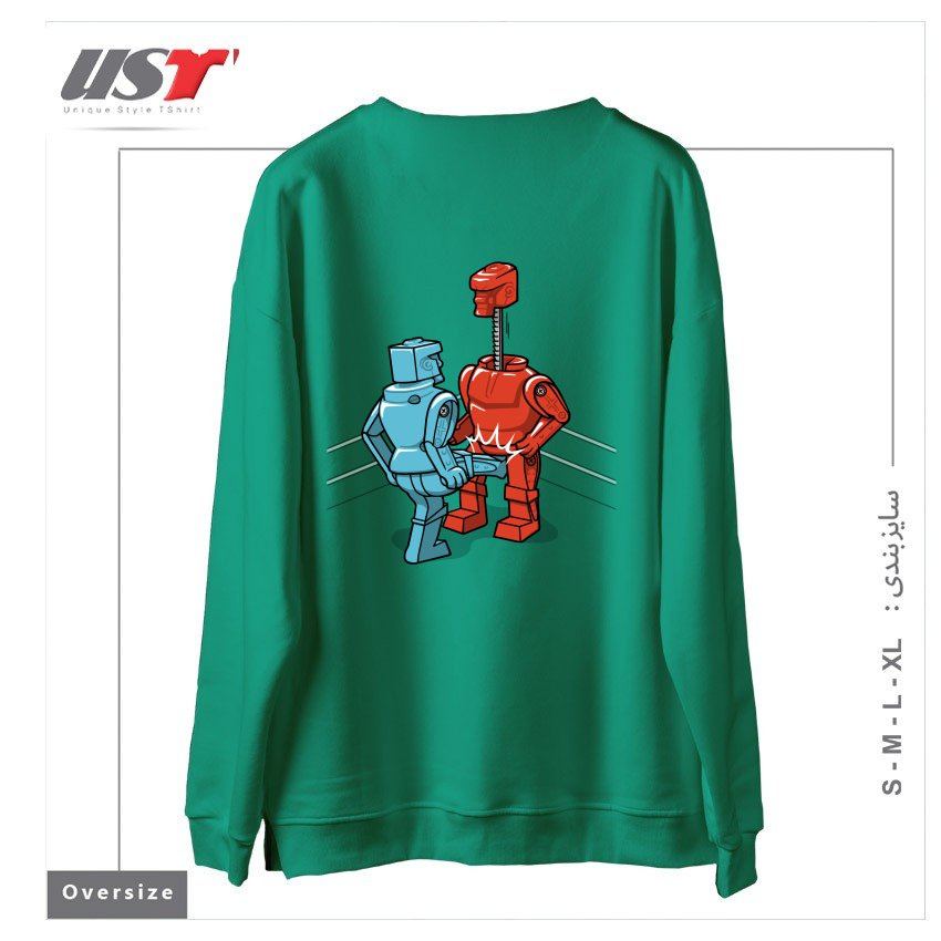 طرح MAKE LOVE NOT WAR1 سوییشرت اورسایزرنگ سبز سدری