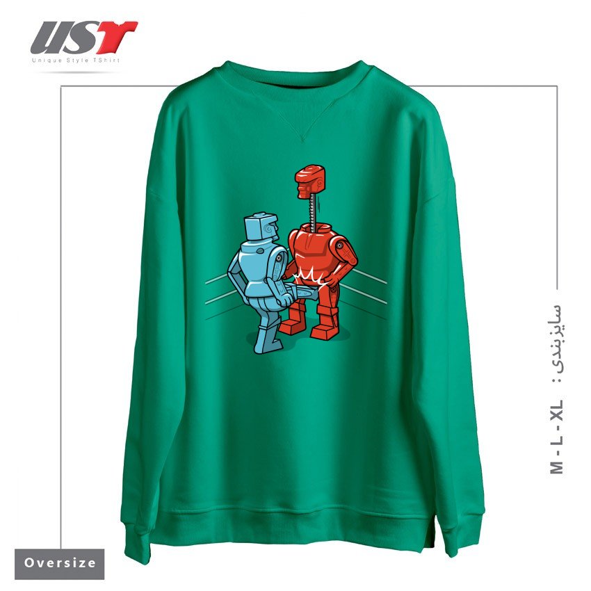 طرح MAKE LOVE NOT WAR1 سوییشرت اورسایزرنگ سبز سدری