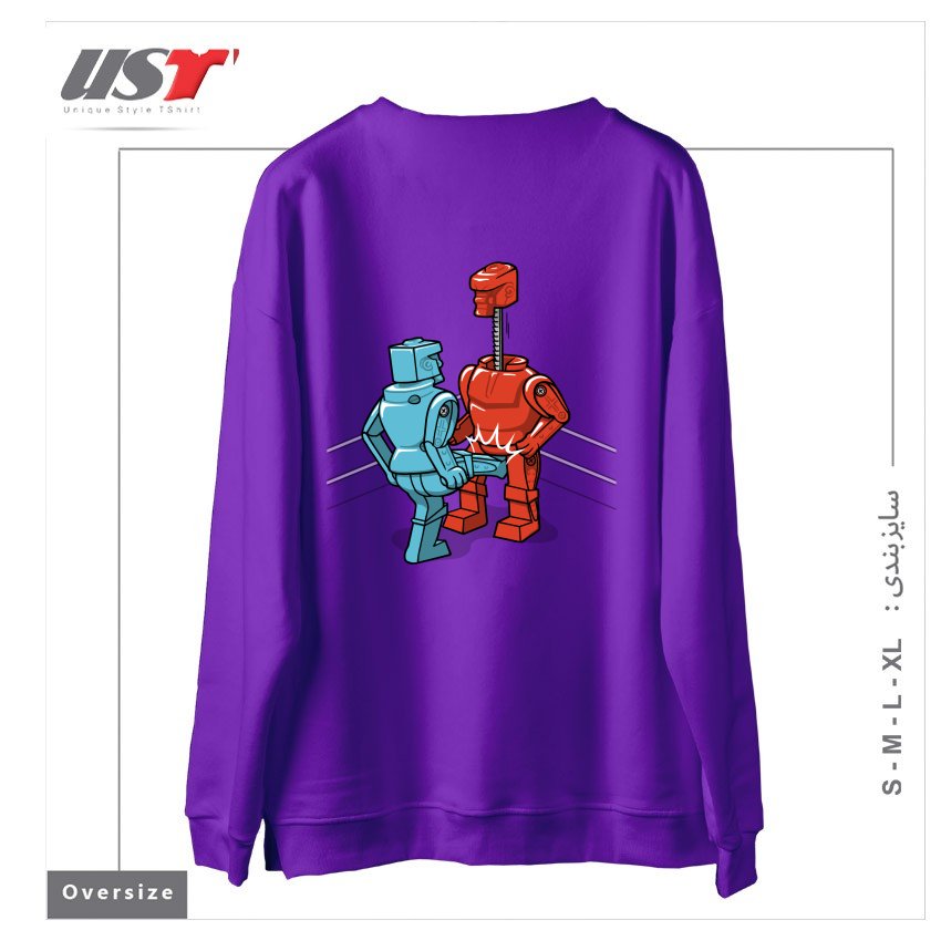 طرح MAKE LOVE NOT WAR1 سوییشرت اورسایزرنگ بنفش