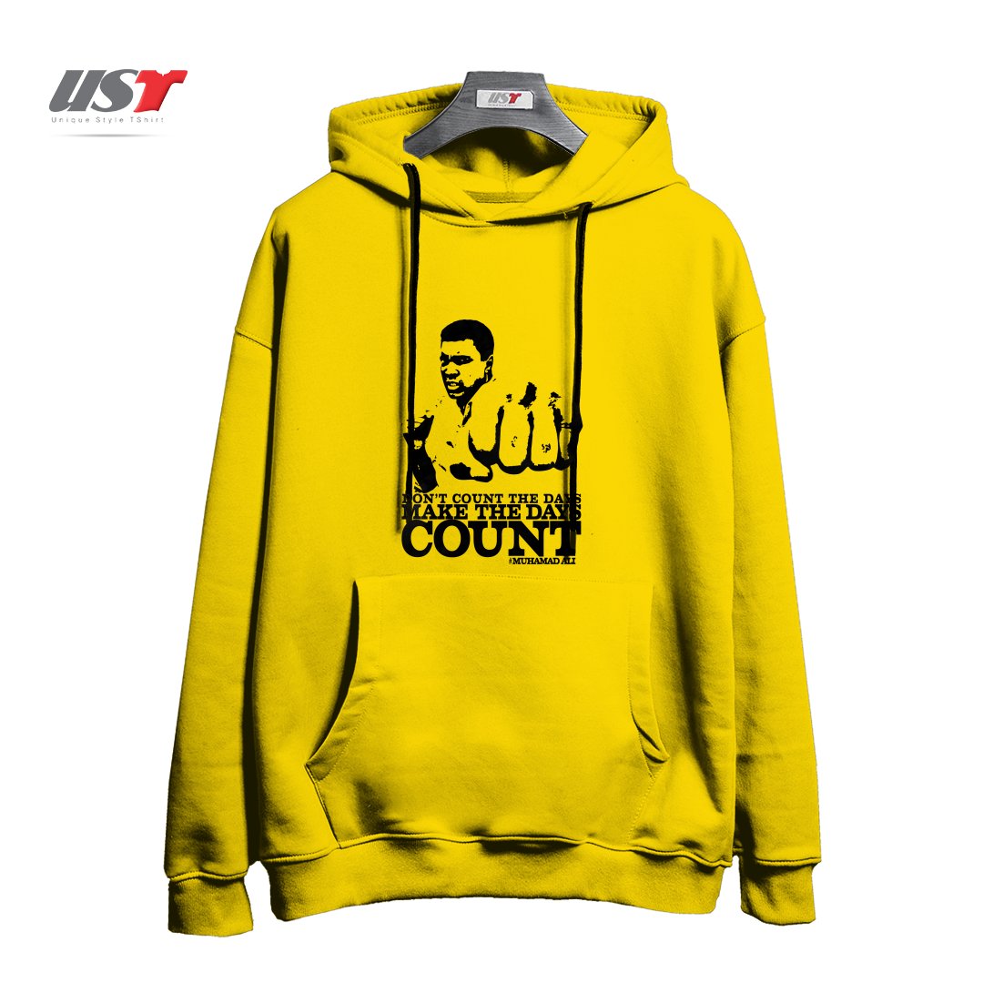 طرح MAKE THE DAY COUNT! هودی اورسایزرنگ زرد