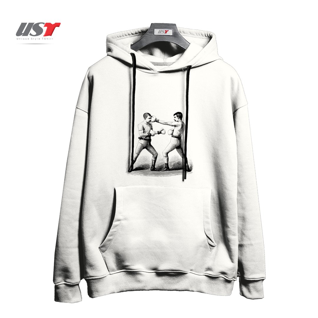 طرح MEN IN MOUSTACHES هودی اورسایزرنگ سفید