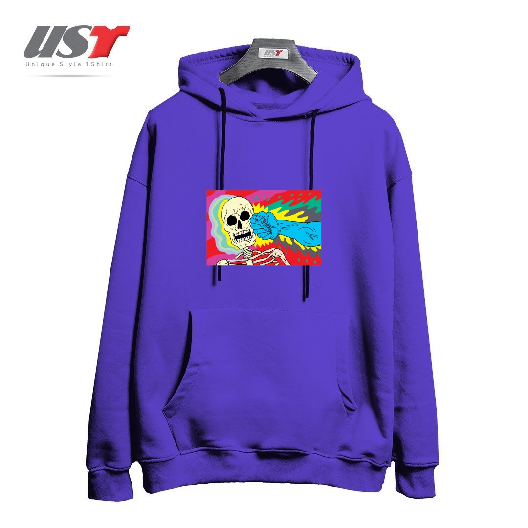 طرح PUNCHING DEATH هودی اورسایزرنگ بنفش